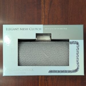 Jessica McClintock Platinum Mesh Clutch